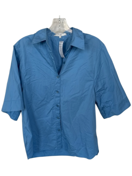 Tibi Size XS Baby Blue Cotton 3/4 Sleeve Collar Button Down Top Baby Blue / XS