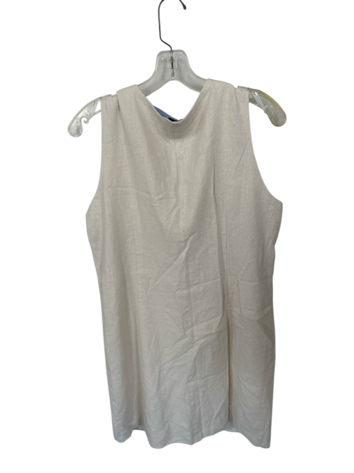 Rachel Zoe Size M Tan Linen Sleeveless Button Down GHW V Neck Dress Tan / M