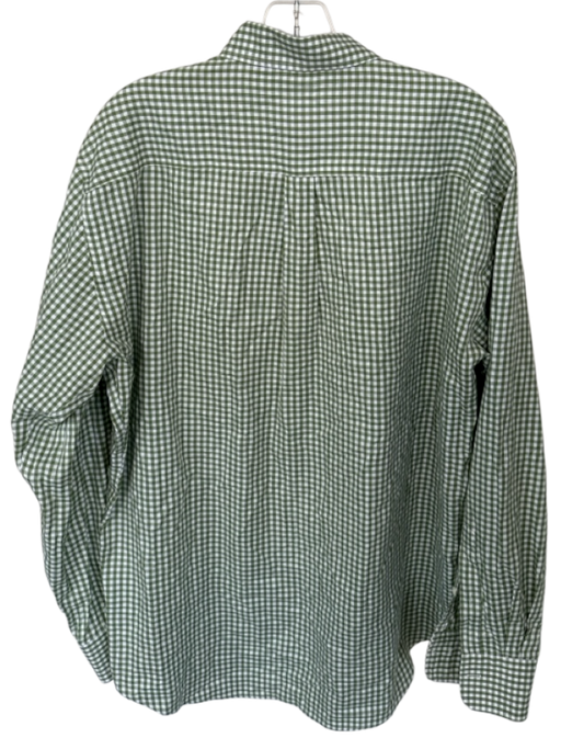 Peter Millar Size L Green & White Cotton Checkered Button Down Men's Shirt Green & White / L