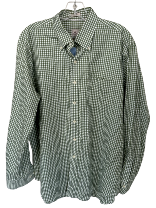 Peter Millar Size L Green & White Cotton Checkered Button Down Men's Shirt Green & White / L