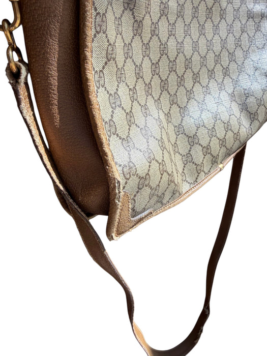 Gucci Taupe & Brown Coated Canvas Leather Guccissima Zip closure Bag Taupe & Brown / L