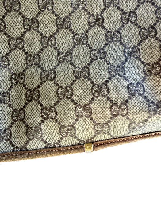 Gucci Taupe & Brown Coated Canvas Leather Guccissima Zip closure Bag Taupe & Brown / L
