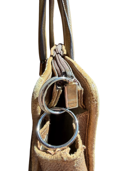 Gucci Taupe & Brown Coated Canvas Leather Guccissima Zip closure Bag Taupe & Brown / L