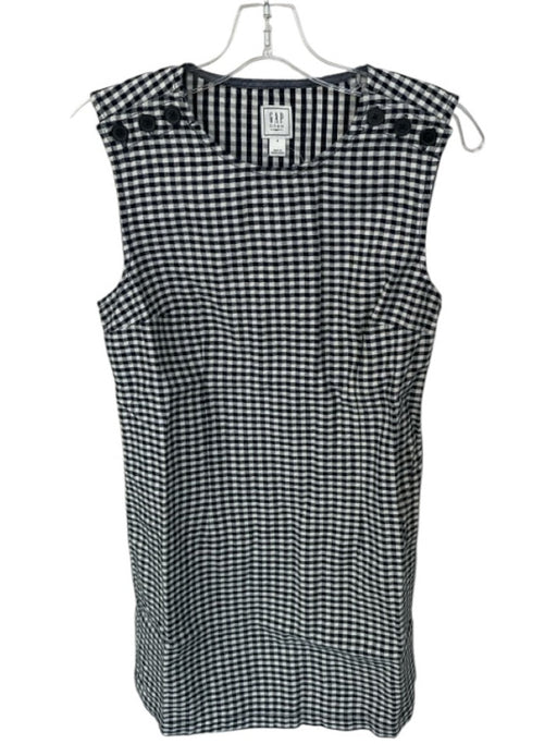 Gap x Doen Size 8 Navy & white Cotton Sleeveless Gingham Shoulder Buttons Dress Navy & white / 8