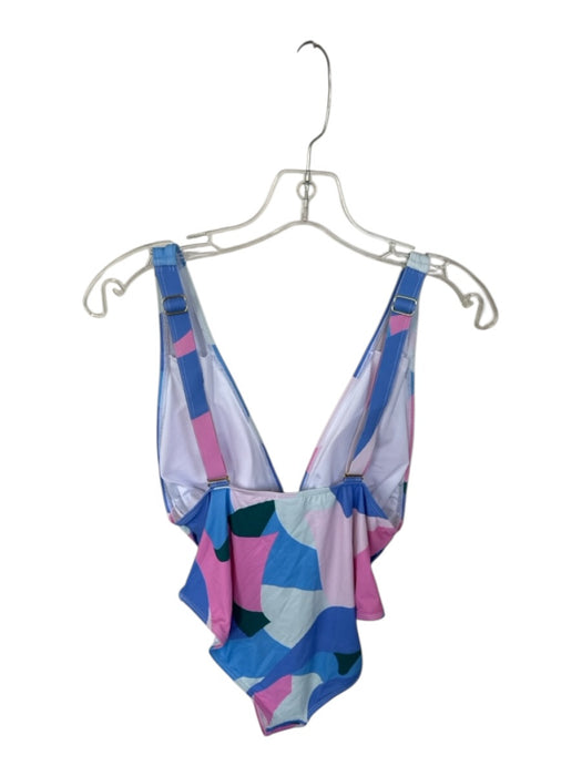 Beach Joy Bikini Size L Pastels Polyester Abstract Belted One Piece Swimsuit Pastels / L