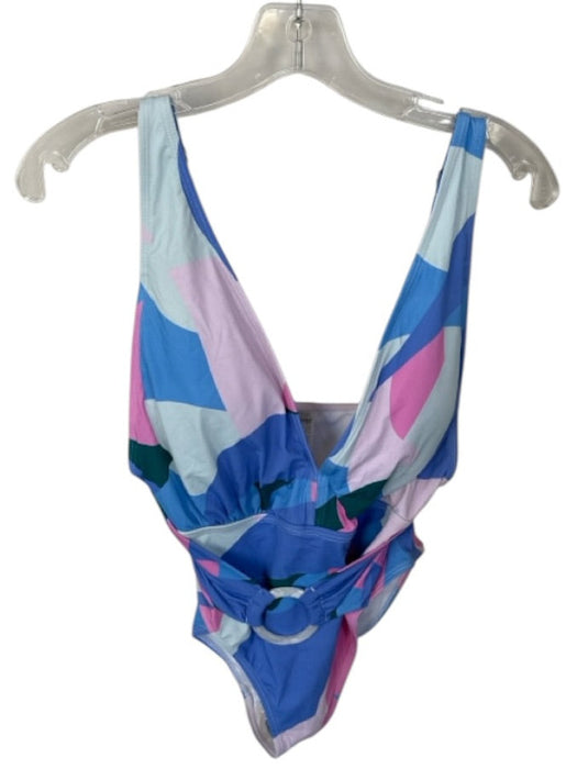 Beach Joy Bikini Size L Pastels Polyester Abstract Belted One Piece Swimsuit Pastels / L