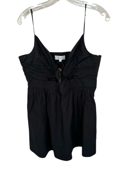 A.L.C. Size 10 Black Cotton Spaghetti Strap Front Tie Side Zip Dress Black / 10