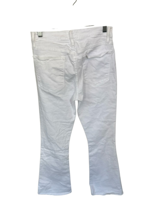 Frame Size 28 White Cotton Blend High Waist Flare Jeans White / 28