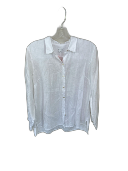 J. Jill Size M White Linen Long Sleeve Button Down Top White / M