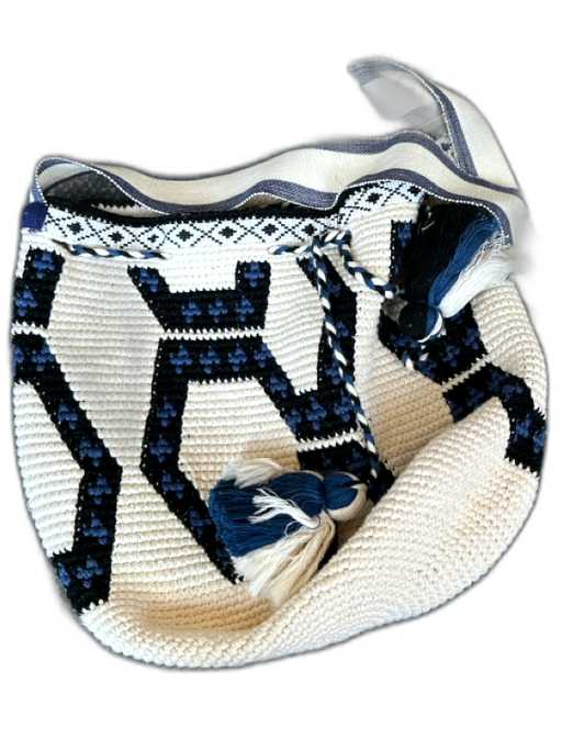 Loft Navy & Cream Canvas Woven Drawstring Crossbody Bag Navy & Cream / S