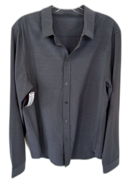 Vuori Size L Gray Polyester Blend Heathered Button Down Athletic Men's Shirt Gray / L