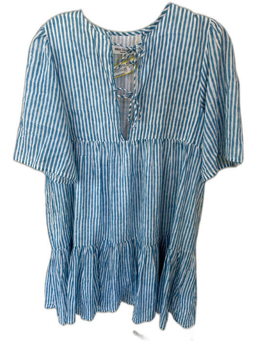 India Collection Emerson Fry Size XS/S Blue & White Cotton Short Sleeve Dress Blue & White / XS/S