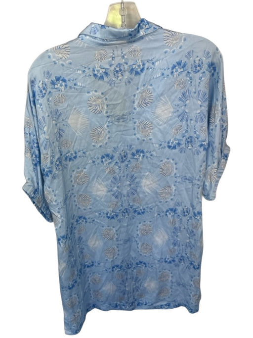 Emily McCarthy Size S Blue & White Viscose Blend Short Balloon Sleeve Dress Blue & White / S
