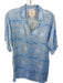 Emily McCarthy Size S Blue & White Viscose Blend Short Balloon Sleeve Dress Blue & White / S