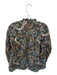 Mille Size XXS Green & Navy Cotton Long Balloon Sleeve Flowers Ruffle collar Top Green & Navy / XXS