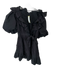 Love The Label Size M Black Cotton 3/4 Balloon Sleeve Ruffles Wrap Dress Black / M