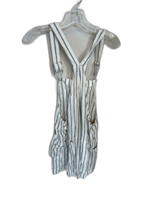 H&M Size M White & Black Linen Front Pockets Striped Overalls Romper White & Black / M
