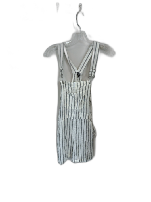 H&M Size M White & Black Linen Front Pockets Striped Overalls Romper White & Black / M