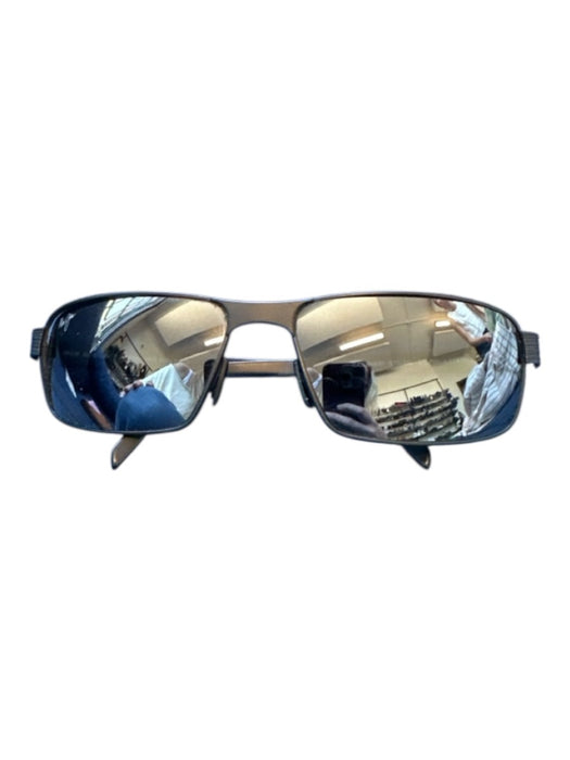 Maui Jim AS IS Black & Silver Metal Rectangles Mirrored Men's Sunglasses Black & Silver