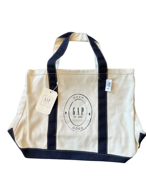 Gap x Doen Cream & Navy Canvas Top Handles Logo Tote Bag Cream & Navy / M
