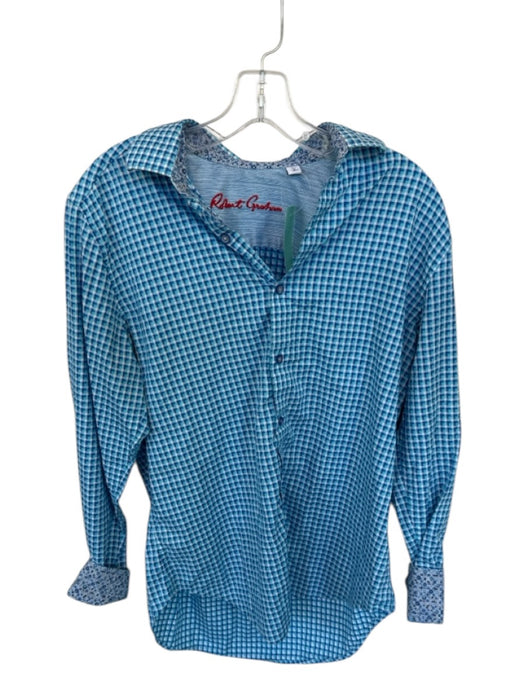 Robert Graham Size S Aqua & Blue Cotton Checkered Button Down Men's Shirt Aqua & Blue / S