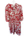 H&M Size M red & cream Cotton Long Sleeve Abstract Buttons Maxi Dress red & cream / M