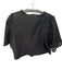 Moon River Size M Black Cotton Short Sleeve Eyelet Front Tie Scalloped Hem Top Black / M