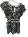 Ulla Johnson Size 6 Navy & Tan Cotton Flutter Sleeves Leaves Ruffles Romper Navy & Tan / 6