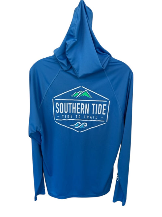 Southern Tide Blue & White Polyester Fish Hood Fishing Men's Pullover Blue & White / M