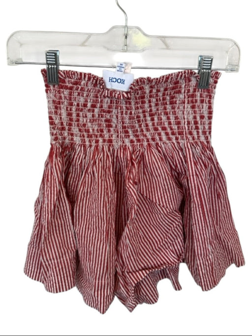 Koch Size M Red & White Cotton Smocked Striped Shorts Red & White / M