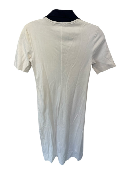 AYR Size S Cream & Navy Pima Cotton Short Sleeve Collar Buttons Maxi Dress Cream & Navy / S