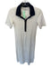 AYR Size S Cream & Navy Pima Cotton Short Sleeve Collar Buttons Maxi Dress Cream & Navy / S
