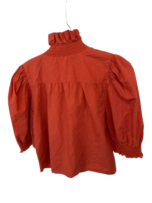 Love The Label Size M Burnt Orange Cotton 3/4 Balloon Sleeve Ruffles Top Burnt Orange / M