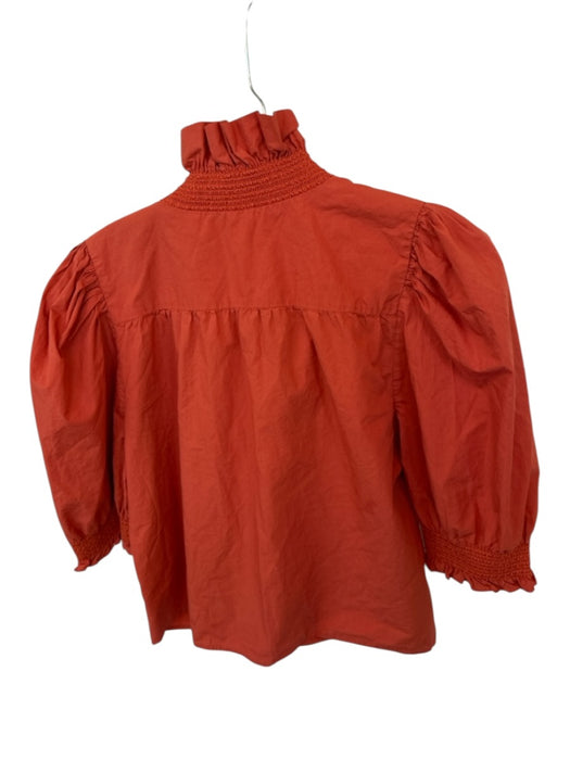 Love The Label Size M Burnt Orange Cotton 3/4 Balloon Sleeve Ruffles Top Burnt Orange / M