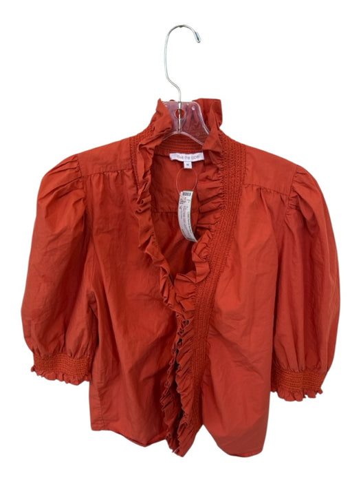 Love The Label Size M Burnt Orange Cotton 3/4 Balloon Sleeve Ruffles Top Burnt Orange / M