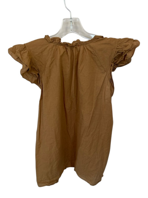 Stark X Size XS Brown Cotton Flutter Sleeves Ruffles Front Tie Top Brown / XS
