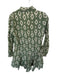 Stradivarius Size S Green & Cream Cotton Long Sleeve Ikat Button Down Dress Green & Cream / S