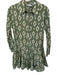 Stradivarius Size S Green & Cream Cotton Long Sleeve Ikat Button Down Dress Green & Cream / S