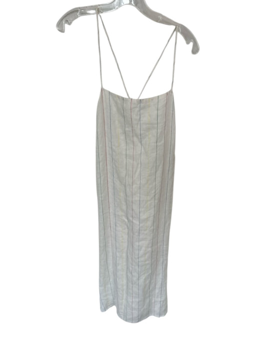 Alex Mill Size L White & Multi Linen Spaghetti Strap Striped Maxi Dress White & Multi / L