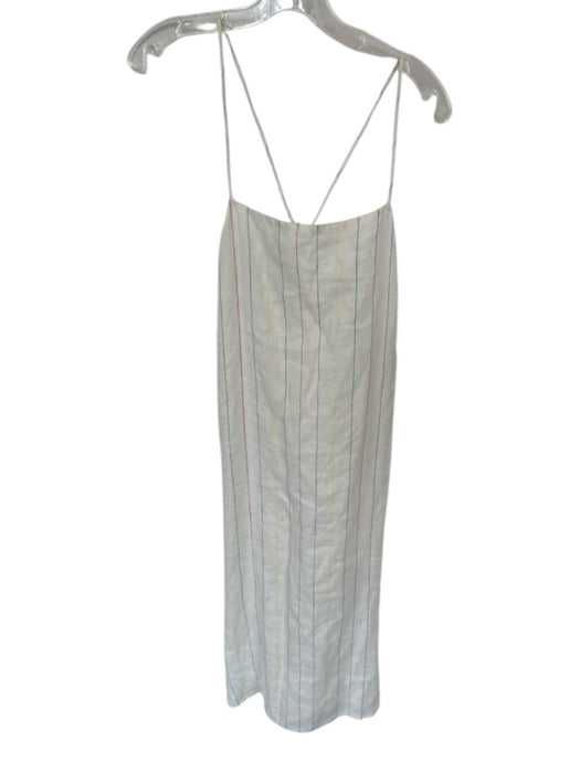 Alex Mill Size L White & Multi Linen Spaghetti Strap Striped Maxi Dress White & Multi / L