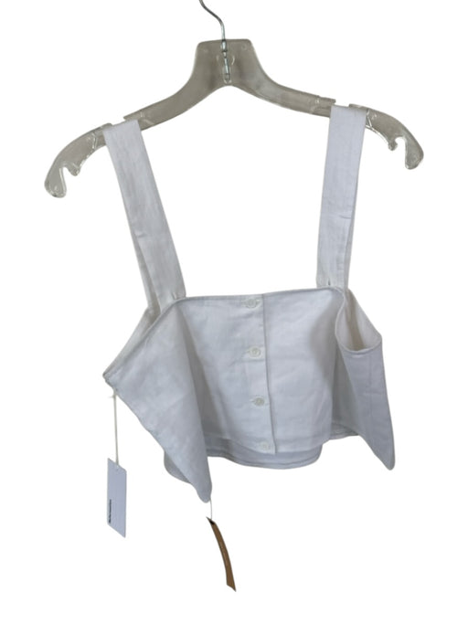 Reformation Size L White Linen Sleeveless Square Neck Cropped Top White / L