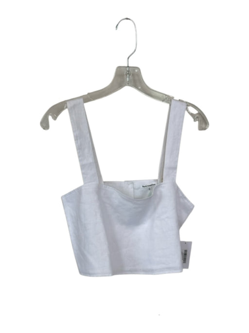 Reformation Size L White Linen Sleeveless Square Neck Cropped Top White / L