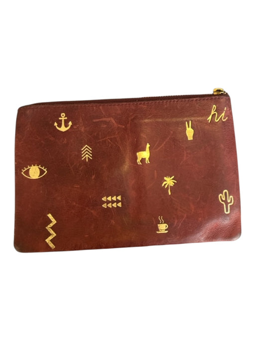 Madewell Burgundy Leather Gold Accents Zip Close Interior Pockets Bag Burgundy / S