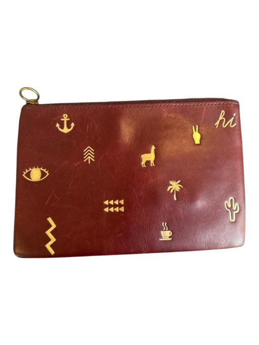 Madewell Burgundy Leather Gold Accents Zip Close Interior Pockets Bag Burgundy / S