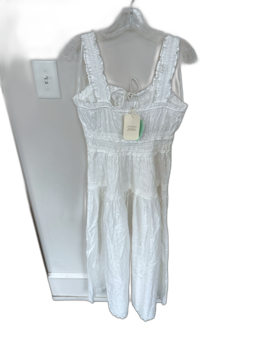 Gap x Doen Size M White Cotton Sleeveless Eyelet Smocked Bodice Maxi Dress White / M