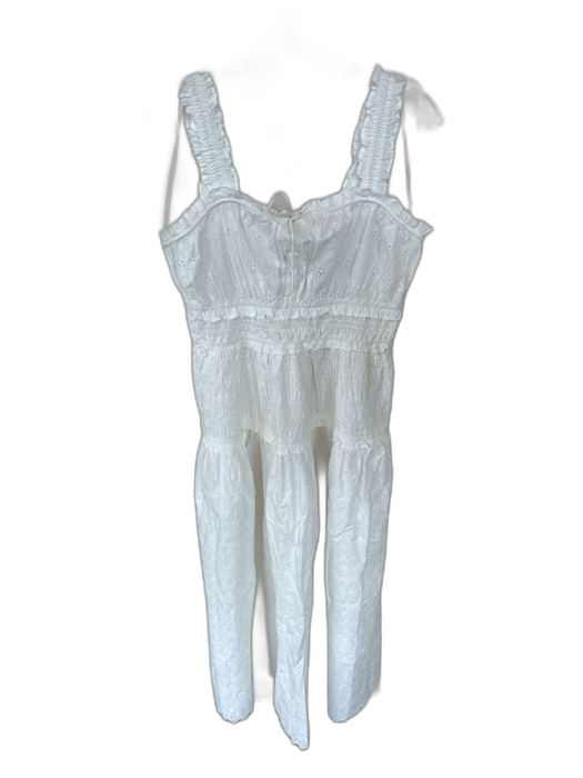 Gap x Doen Size M White Cotton Sleeveless Eyelet Smocked Bodice Maxi Dress White / M