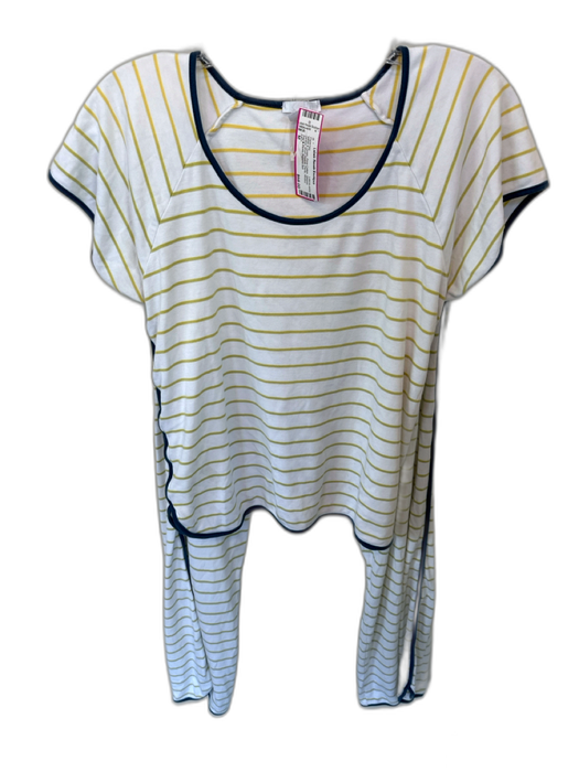 Lake Size M White & Green Pima Cotton Striped Ombre Short Sleeve Pants Pajamas White & Green / M
