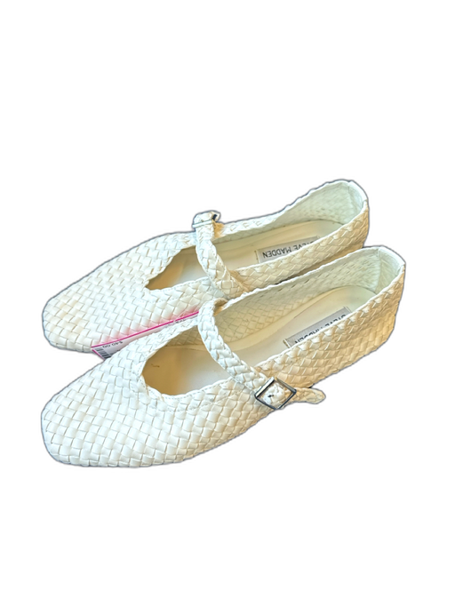 Steve Madden Shoe Size 9 White Vegan Leather Basket Weave Square Toe Flats White / 9