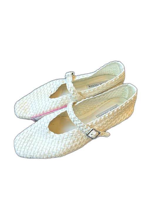 Steve Madden Shoe Size 9 White Vegan Leather Basket Weave Square Toe Flats White / 9