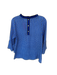 Rungolee Size XS Navy & Black Silk Long Sleeve Flowers Ruffles Top Navy & Black / XS